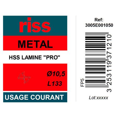 Foret à métaux HSS laminé Pro Ø10,5mm - Riss