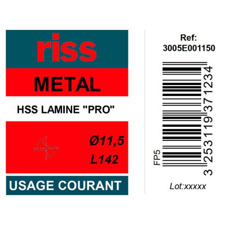 Foret à métaux HSS laminé Pro Ø11,5mm - Riss