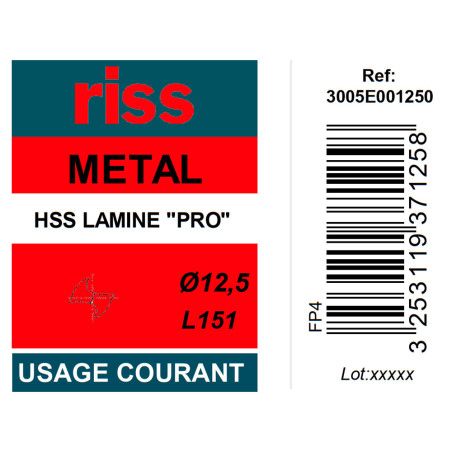 Foret à métaux HSS laminé Pro Ø12,5mm - Riss