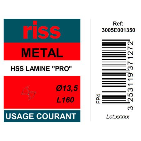 Foret à métaux HSS laminé Pro Ø13,5mm - Riss
