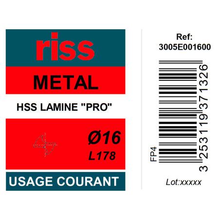 Foret à métaux HSS laminé Pro Ø16mm - Riss