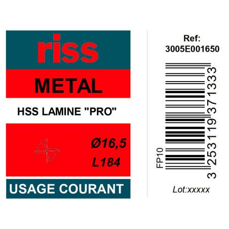 Foret à métaux HSS laminé Pro Ø16,5mm - Riss