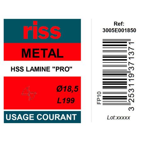Foret à métaux HSS laminé Pro Ø18,5mm - Riss