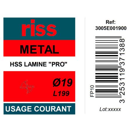 Foret à métaux HSS laminé Pro Ø19mm - Riss