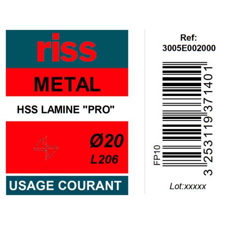 Foret à métaux HSS laminé Pro Ø20mm - Riss