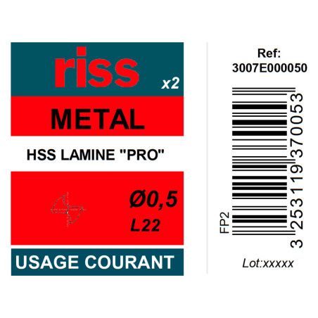 Etui 2 forets à métaux laminé Pro Ø0,5mm - Riss