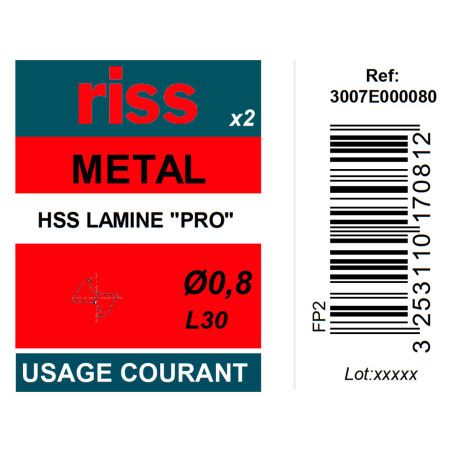 Etui 2 forets à métaux laminé Pro Ø0,8mm - Riss