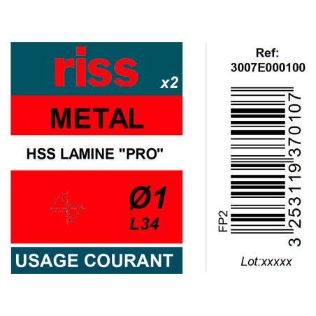 Etui 2 forets à métaux laminé Pro Ø1mm - Riss