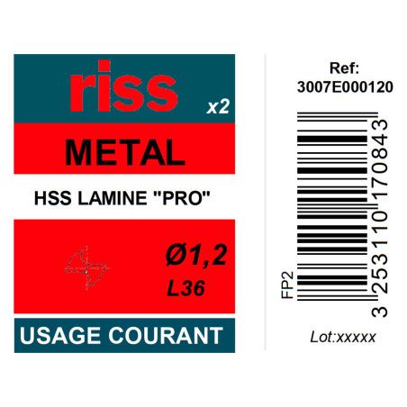 Etui 2 forets à métaux laminé Pro Ø1,2mm - Riss