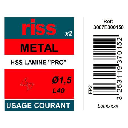 Etui 2 forets à métaux laminé Pro Ø1,5mm - Riss