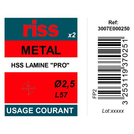 Etui 2 forets à métaux laminé Pro Ø2,5mm - Riss