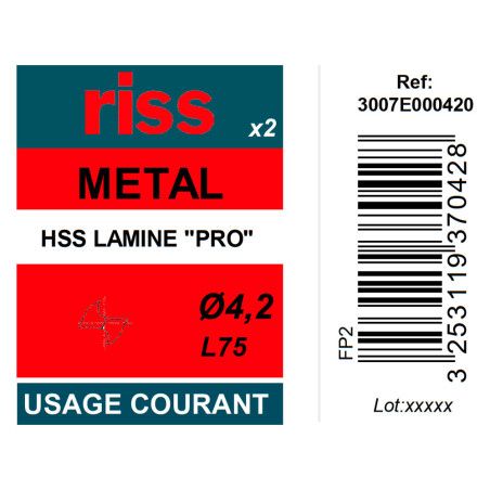Etui 2 forets à métaux laminé Pro Ø4,2mm - Riss