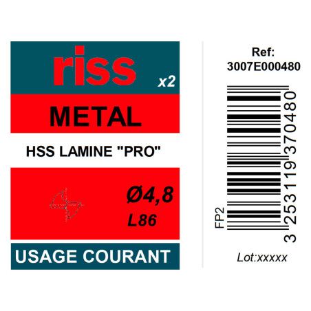Etui 2 forets à métaux laminé Pro Ø4,8mm - Riss