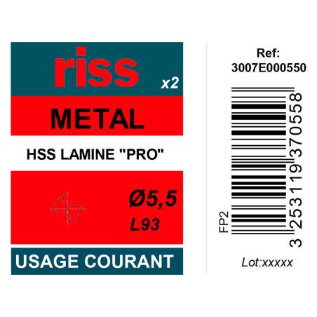 Etui 2 forets à métaux laminé Pro Ø5,5mm - Riss