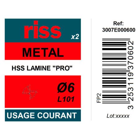 Etui 2 forets à métaux laminé Pro Ø6mm - Riss