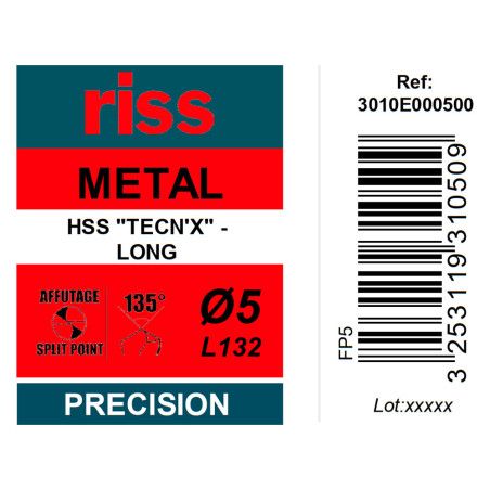 Foret à métaux HSS série longue Ø5 x 132mm - Riss