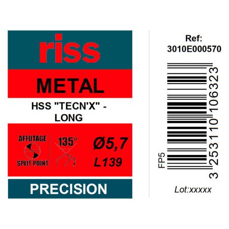 Foret à métaux HSS série longue Ø5,7 x 139mm - Riss