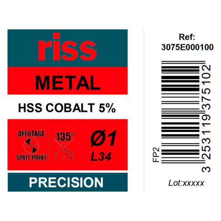 Foret à métaux HSS Cobalt 5% Ø1mm - Riss