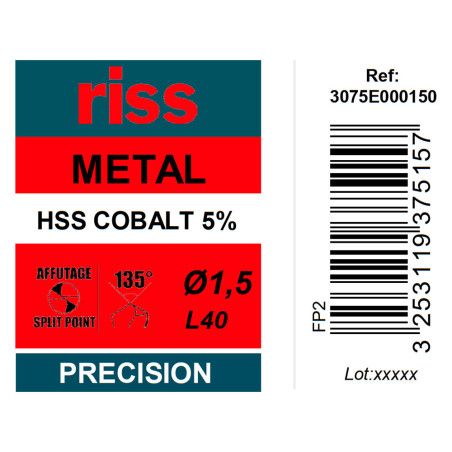 Foret à métaux HSS Cobalt 5% Ø1,5mm - Riss