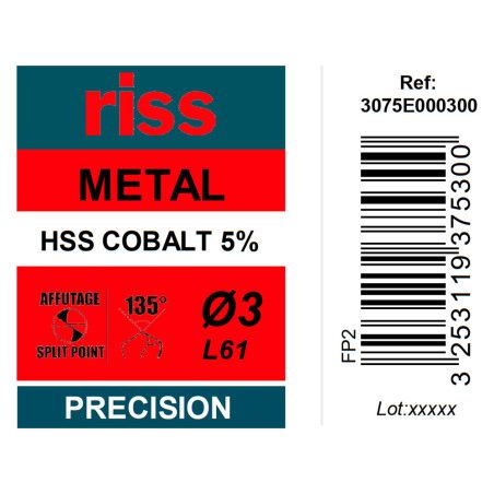 Foret à métaux HSS Cobalt 5% Ø3mm - Riss
