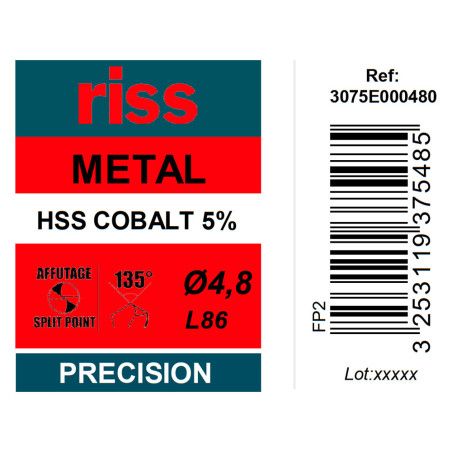 Foret à métaux HSS Cobalt 5% Ø4,8mm - Riss