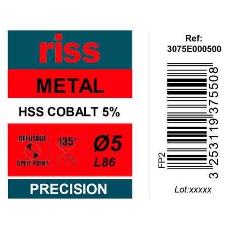 Foret à métaux HSS Cobalt 5% Ø5mm - Riss