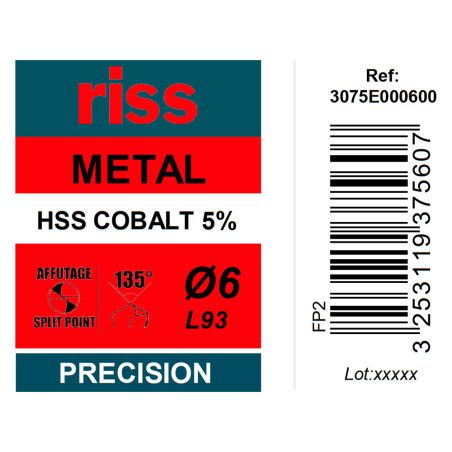 Foret à métaux HSS Cobalt 5% Ø6mm - Riss