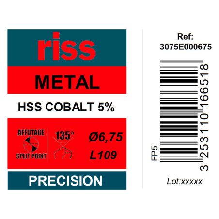 Foret à métaux HSS Cobalt 5% Ø6,75mm - Riss