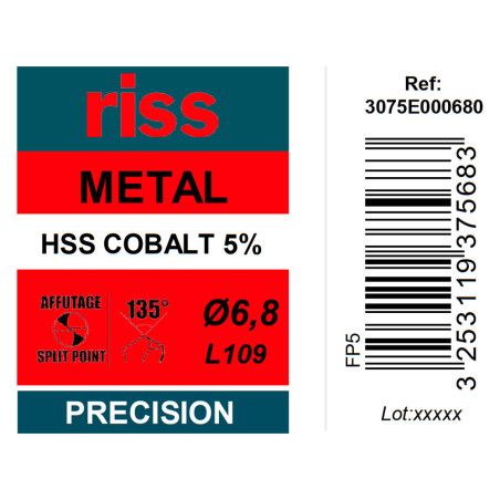 Foret à métaux HSS Cobalt 5% Ø6,8mm - Riss