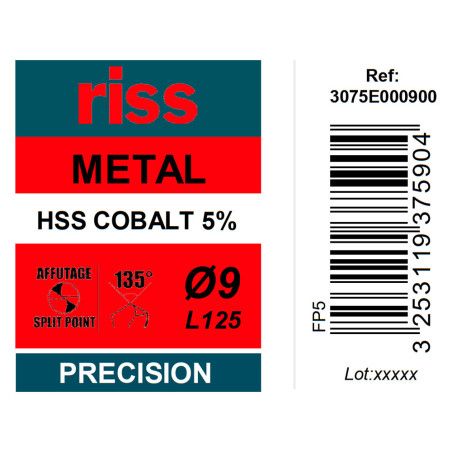 Foret à métaux HSS Cobalt 5% Ø9mm - Riss