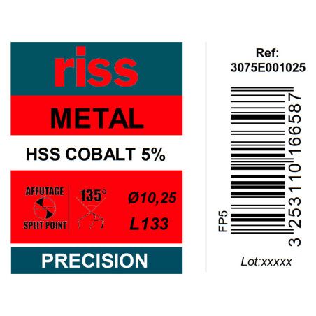 Foret à métaux HSS Cobalt 5% Ø10,25mm - Riss