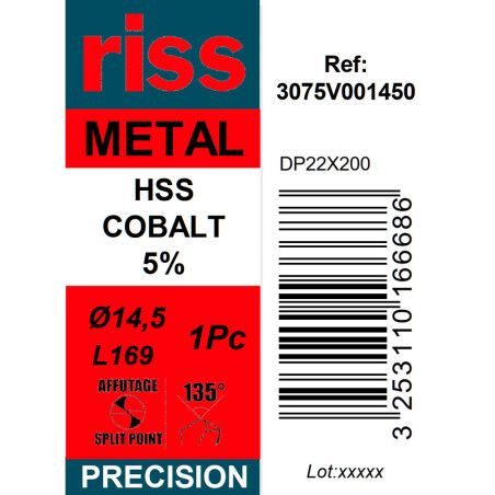 Foret à métaux HSS Cobalt 5% Ø14,5mm - Riss