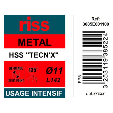 Foret à métaux HSS taillé meulé TECN'X Ø11mm - Riss