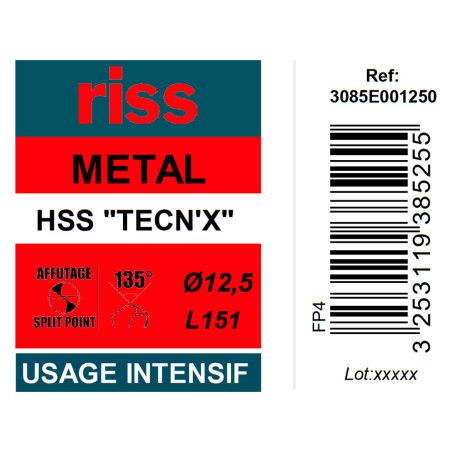 Foret à métaux HSS taillé meulé TECN'X Ø12,5mm - Riss