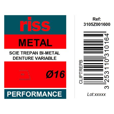 Scie trépan bi-métal denture variable Ø16 x 38mm - Riss