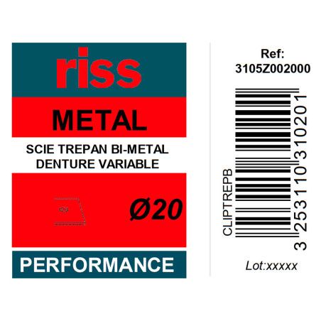 Scie trépan bi-métal denture variable Ø20 x 38mm - Riss