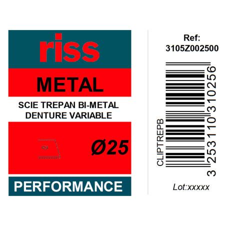 Scie trépan bi-métal denture variable Ø25 x 38mm - Riss