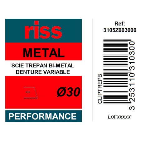 Scie trépan bi-métal denture variable Ø30 x 38mm - Riss