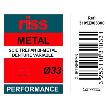Scie trépan bi-métal denture variable Ø33 x 38mm - Riss