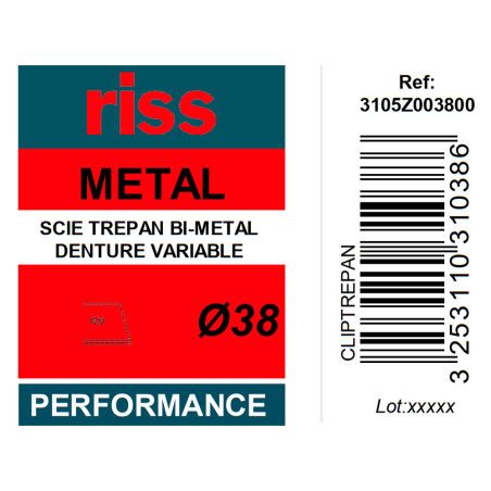 Scie trépan bi-métal denture variable Ø38 x 38mm - Riss