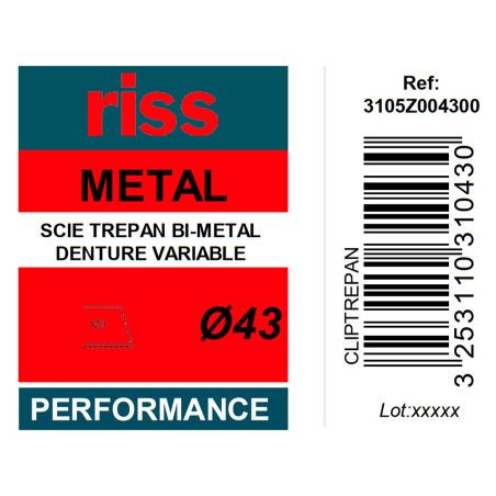 Scie trépan bi-métal denture variable Ø43 x 38mm - Riss