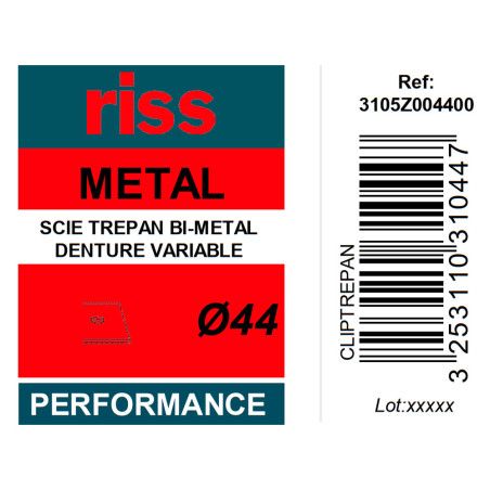 Scie trépan bi-métal denture variable Ø44 x 38mm - Riss