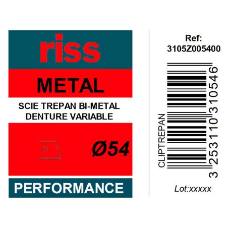 Scie trépan bi-métal denture variable Ø54 x 38mm - Riss