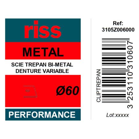 Scie trépan bi-métal denture variable Ø60 x 38mm - Riss