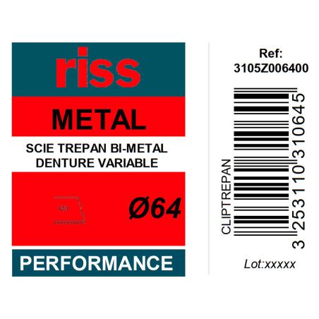 Scie trépan bi-métal denture variable Ø64 x 38mm - Riss