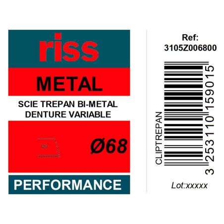 Scie trépan bi-métal denture variable Ø68 x 38mm - Riss
