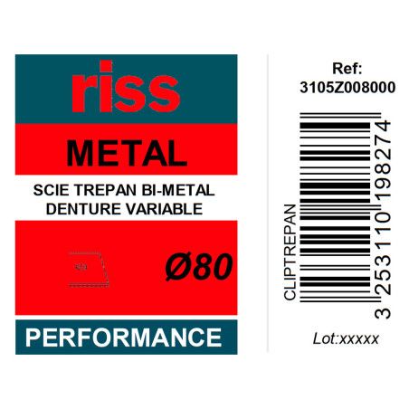 Scie trépan bi-métal denture variable Ø80 x 38mm - Riss