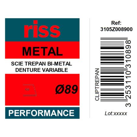 Scie trépan bi-métal denture variable Ø89 x 38mm - Riss