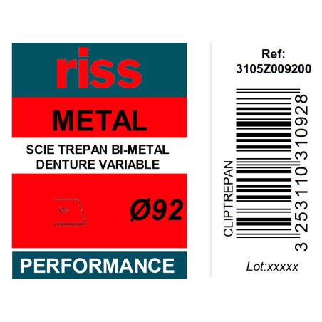 Scie trépan bi-métal denture variable Ø92 x 38mm - Riss
