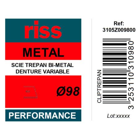 Scie trépan bi-métal denture variable Ø98 x 38mm - Riss